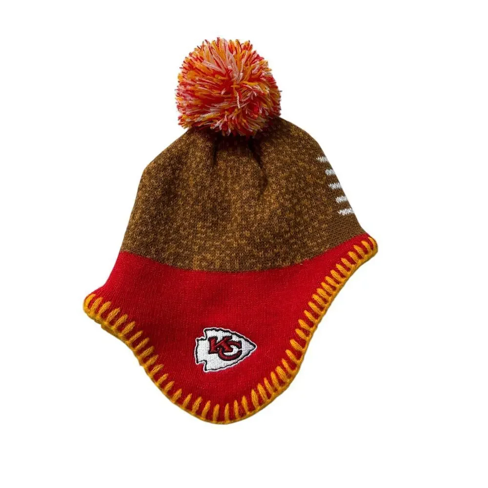 Team Apparel NFL Infant Boy's Brown Kansas City Chiefs Football Head Knit Hat